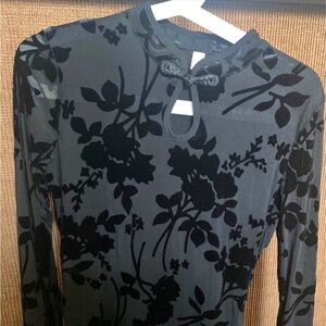 Black Floral Long Sleeve Top